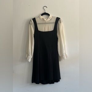 Black & Ivory Pinafore Mini Dress